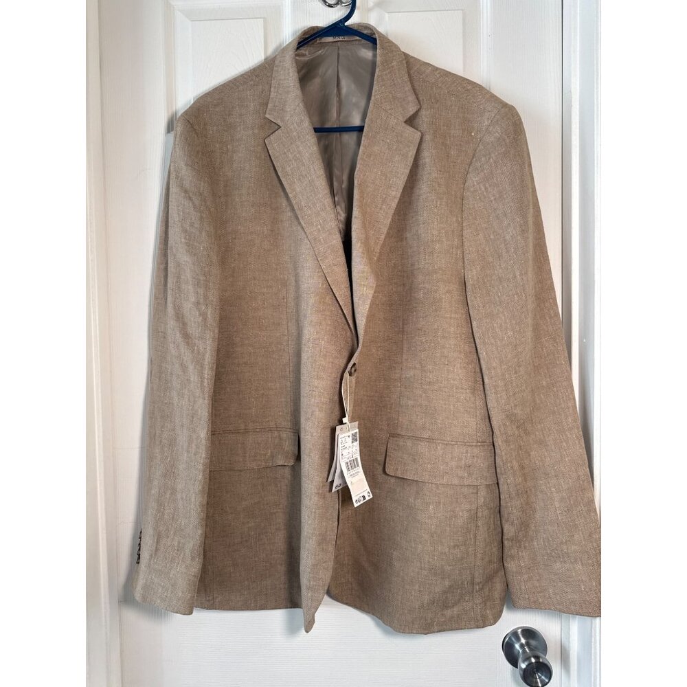 NWT Mango Men's Slim Fit Blazer Beige 100% Linen